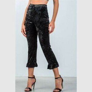 Cropped Black Ruffle Pants
